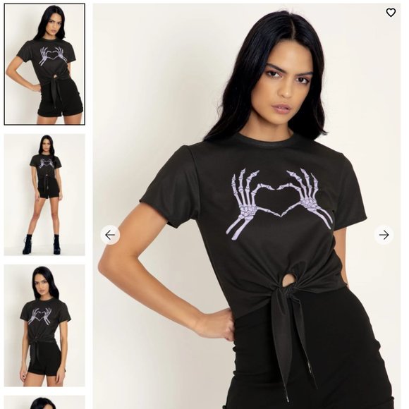 LOVE YOU TO DEATH TIE FRONT TEE - LIMITED - Blackmilk - Size S - Picture 2 of 7